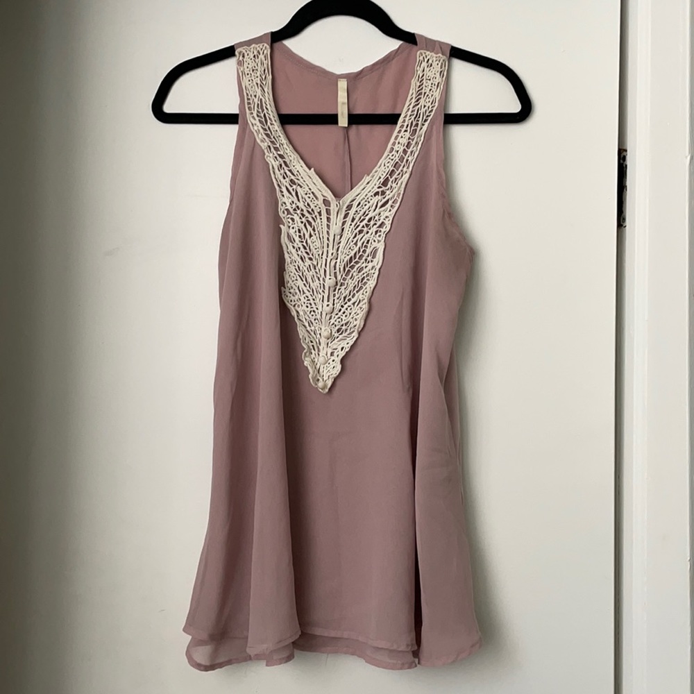 Pink blouse with crochet front